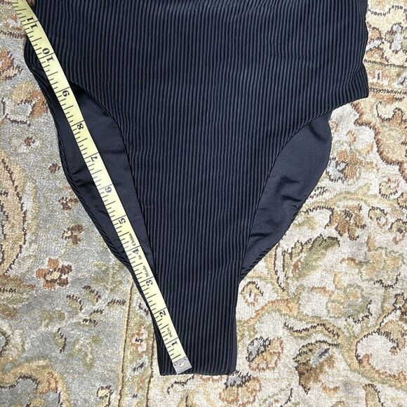 Frankies Bikinis Cheeky High Cut One Piece Swimsuit Ribbed Black Color Size XS - Picture 11 of 12